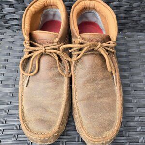 Twisted X Bomber Brown Leather Chukka Driving Moc Boots Ankle Lace-Up Size 8.5